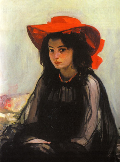Image - Oleksander Murashko: A Girl with a Red Hat (1902-3). 